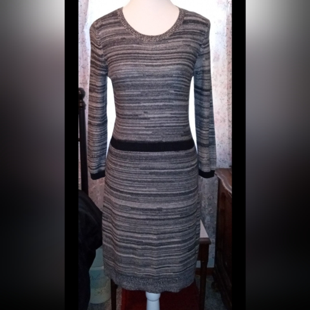 Black and Gray Striped Sweater Dress Size XS